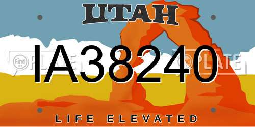 IA38240 Utah License Plate