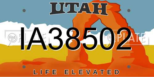 IA38502 Utah License Plate