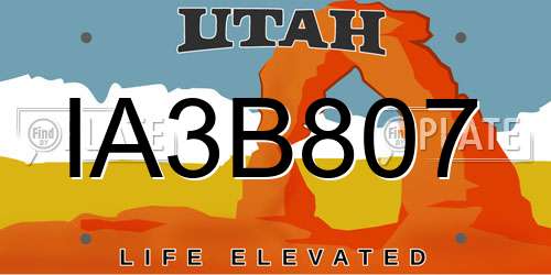 IA3B807 Utah License Plate