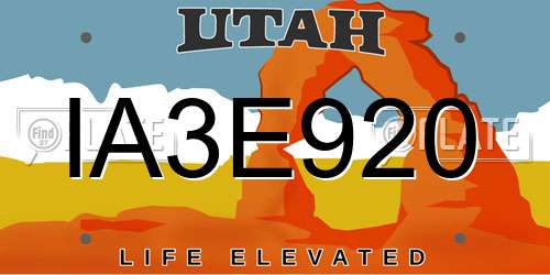 IA3E920 Utah License Plate