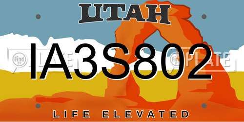 IA3S802 Utah License Plate