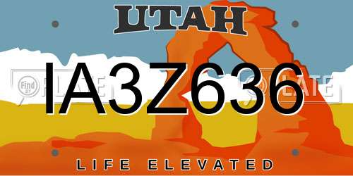IA3Z636 Utah License Plate