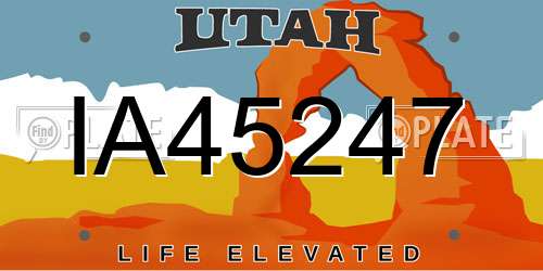 IA45247 Utah License Plate