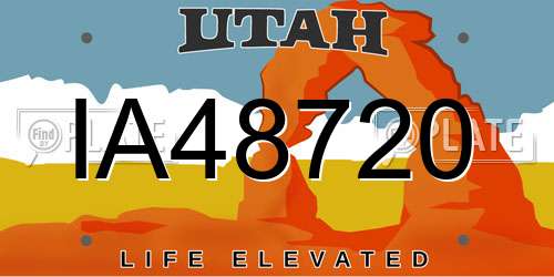 IA48720 Utah License Plate