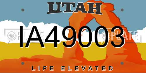IA49003 Utah License Plate
