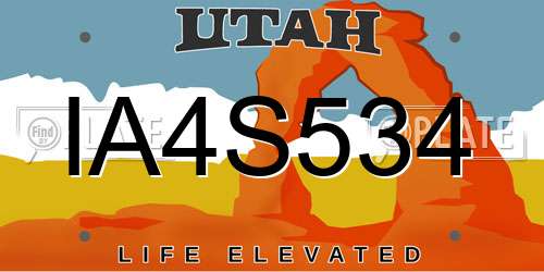 IA4S534 Utah License Plate