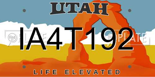 IA4T192 Utah License Plate