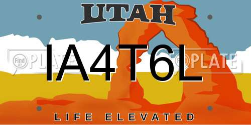 IA4T6L Utah License Plate