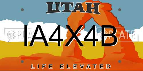 IA4X4B Utah License Plate