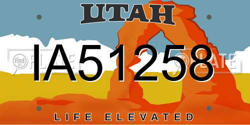 IA51258 Utah License Plate