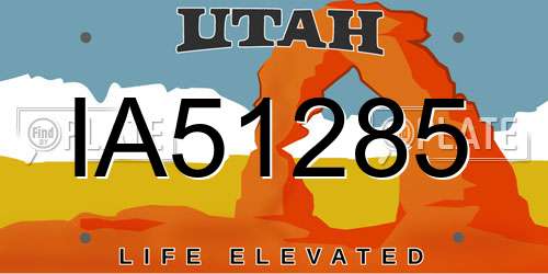 IA51285 Utah License Plate