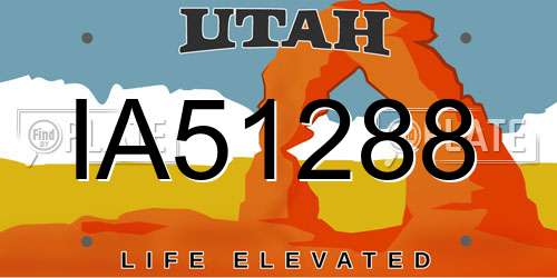 IA51288 Utah License Plate