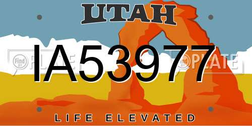 IA53977 Utah License Plate