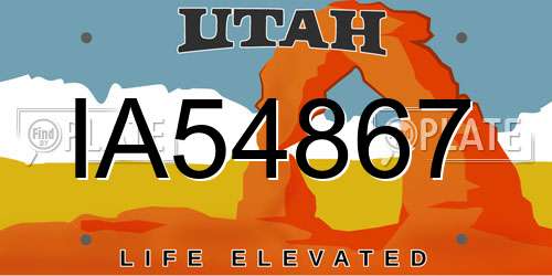 IA54867 Utah License Plate