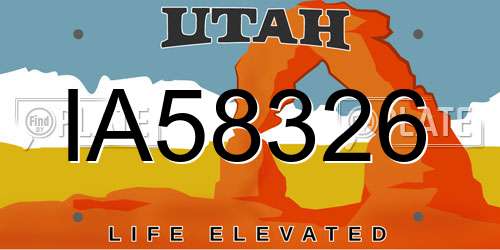 IA58326 Utah License Plate