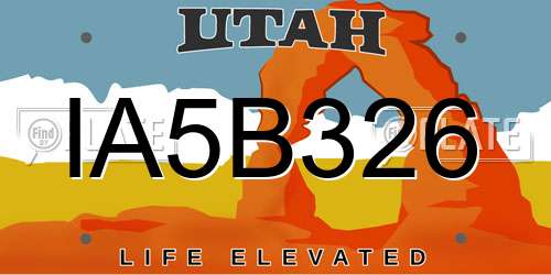 IA5B326 Utah License Plate