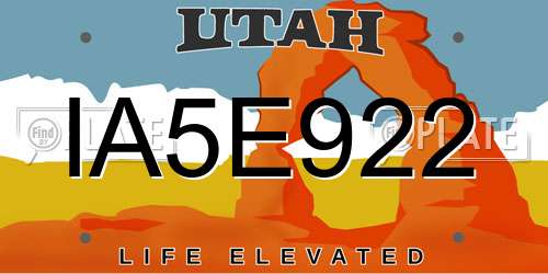 IA5E922 Utah License Plate