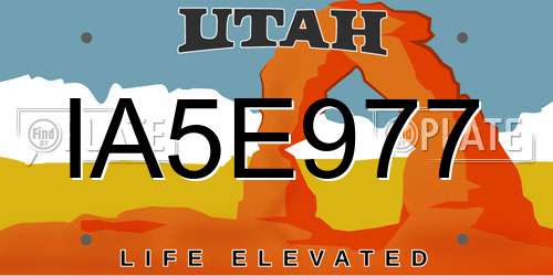 IA5E977 Utah License Plate