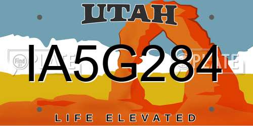 IA5G284 Utah License Plate
