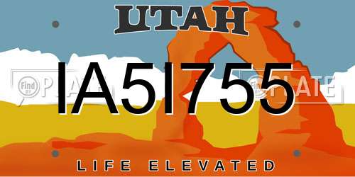 IA5I755 Utah License Plate