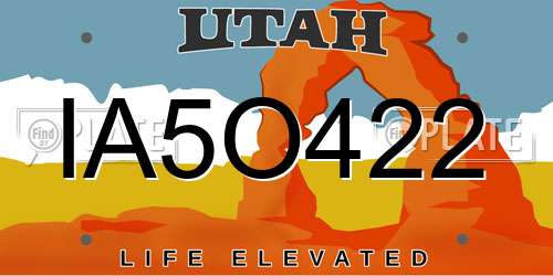 IA5O422 Utah License Plate