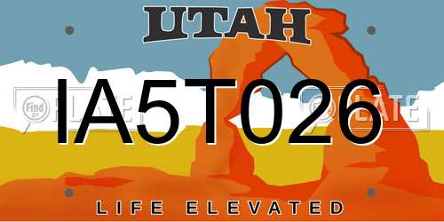 IA5T026 Utah License Plate
