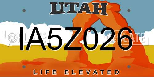IA5Z026 Utah License Plate