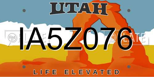 IA5Z076 Utah License Plate