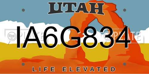 IA6G834 Utah License Plate