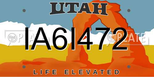 IA6I472 Utah License Plate