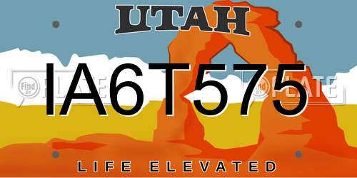 IA6T575 Utah License Plate