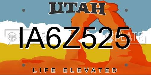 IA6Z525 Utah License Plate
