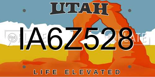 IA6Z528 Utah License Plate
