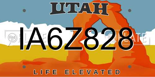 IA6Z828 Utah License Plate