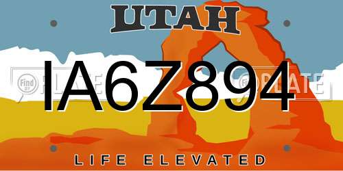 IA6Z894 Utah License Plate