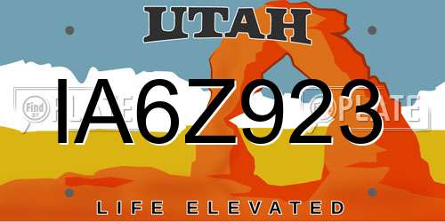 IA6Z923 Utah License Plate