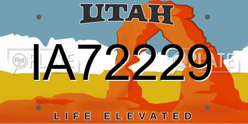 IA72229 Utah License Plate