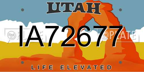 IA72677 Utah License Plate