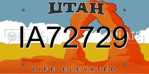 IA72729 Utah License Plate