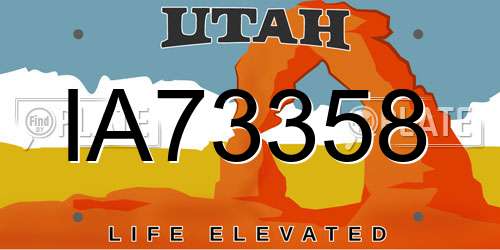 IA73358 Utah License Plate