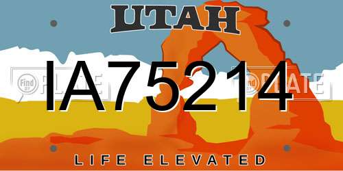 IA75214 Utah License Plate