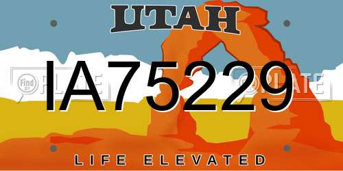 IA75229 Utah License Plate