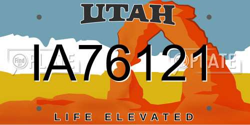 IA76121 Utah License Plate