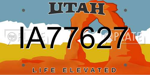 IA77627 Utah License Plate