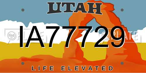 IA77729 Utah License Plate