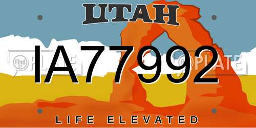 IA77992 Utah License Plate