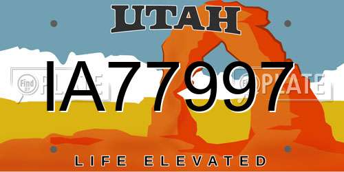 IA77997 Utah License Plate