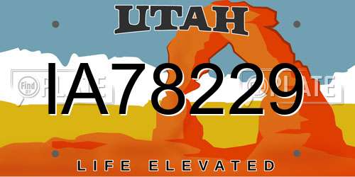 IA78229 Utah License Plate