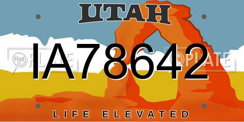 IA78642 Utah License Plate