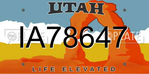 IA78647 Utah License Plate